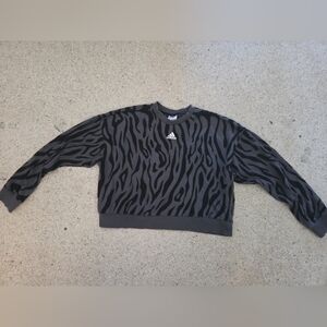 NWOT Adidas Sweatshirt Womens Zebra Black Gray Large Cropped